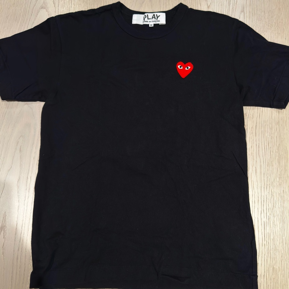 Comme des Garcons Play Black Tee with Red Heart